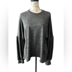 EUC Perfect Peach Heather Gray Lantern Sleeve Drop Shoulder Lightweight Top XL